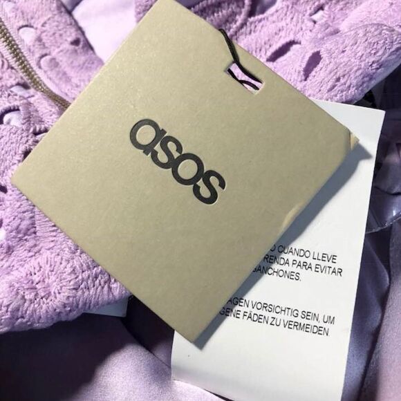 NEW Asos Purple Open Knit Strapless Bustier Top 0 - Picture 3 of 6